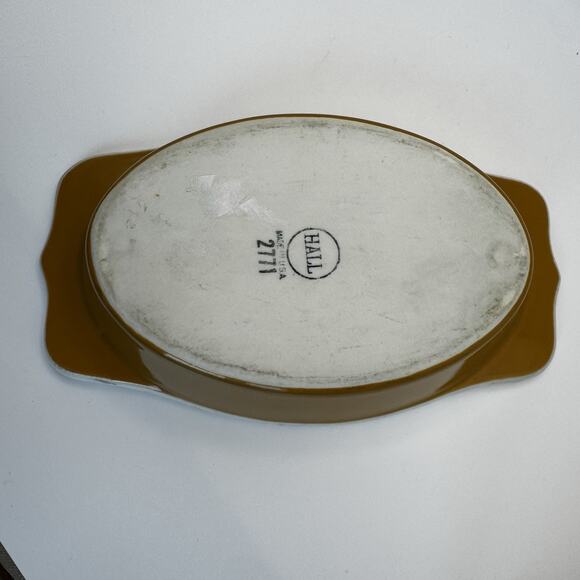 HALL White Oval Individual Au Gratin Casserole‎ Dish w/ Handles USA Vintage 8" - Picture 4 of 6